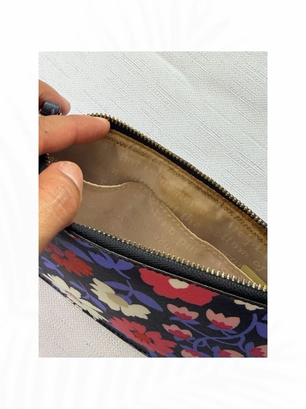 Kate Spade New York Floral Wristlet Clutch Navy Red Pink Purple